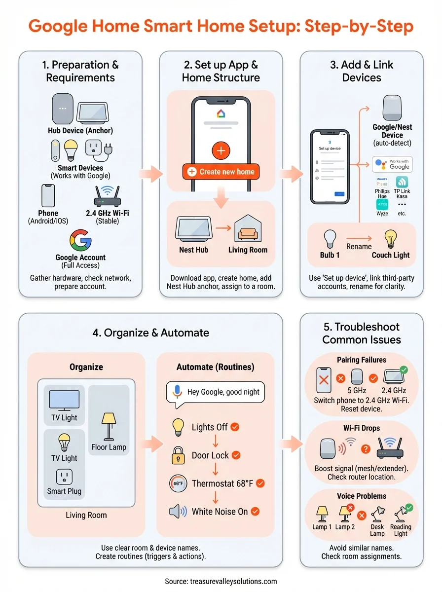 google home smart home setup infographic